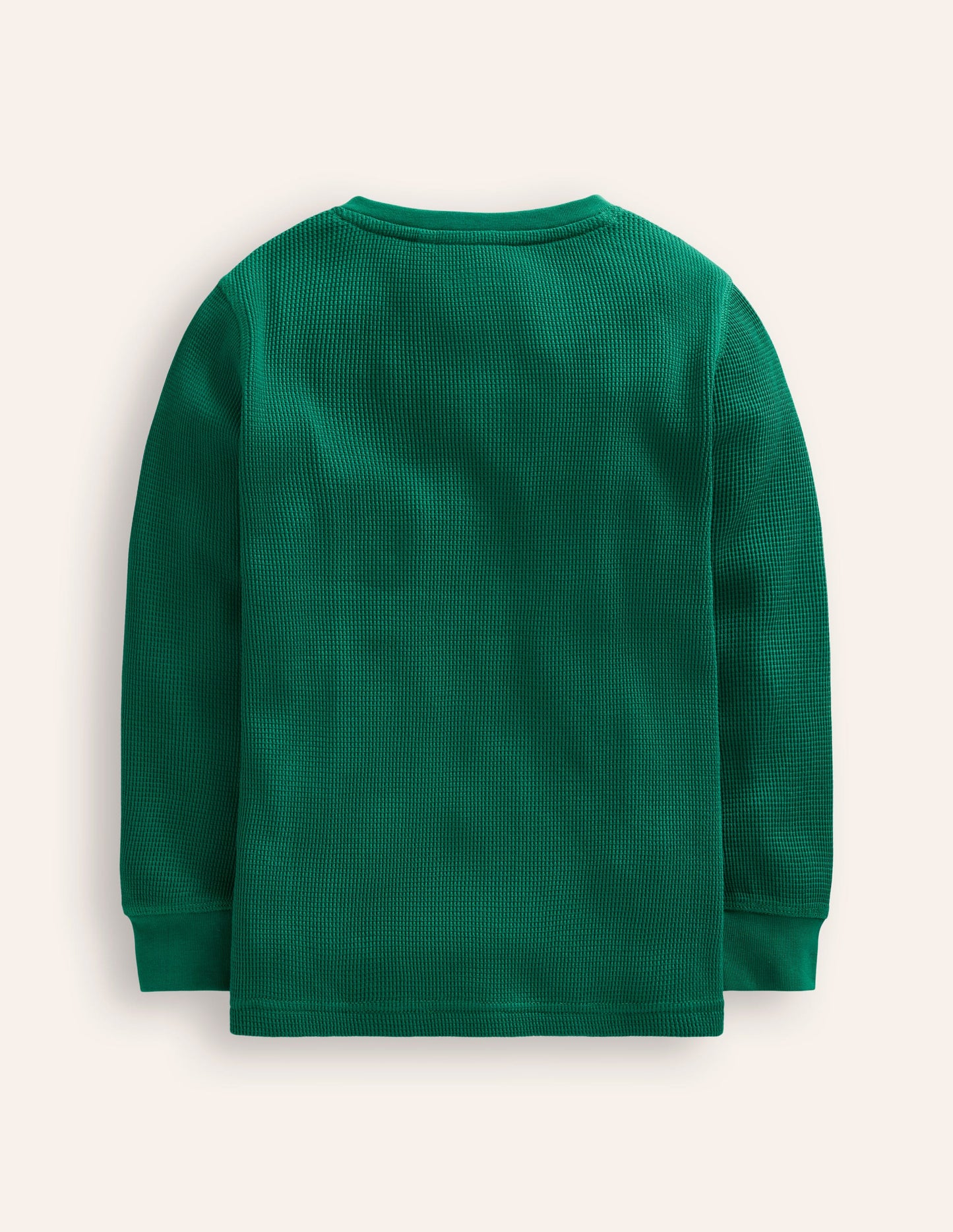 Cosy Waffle Henley T-Shirt-Jewel Green