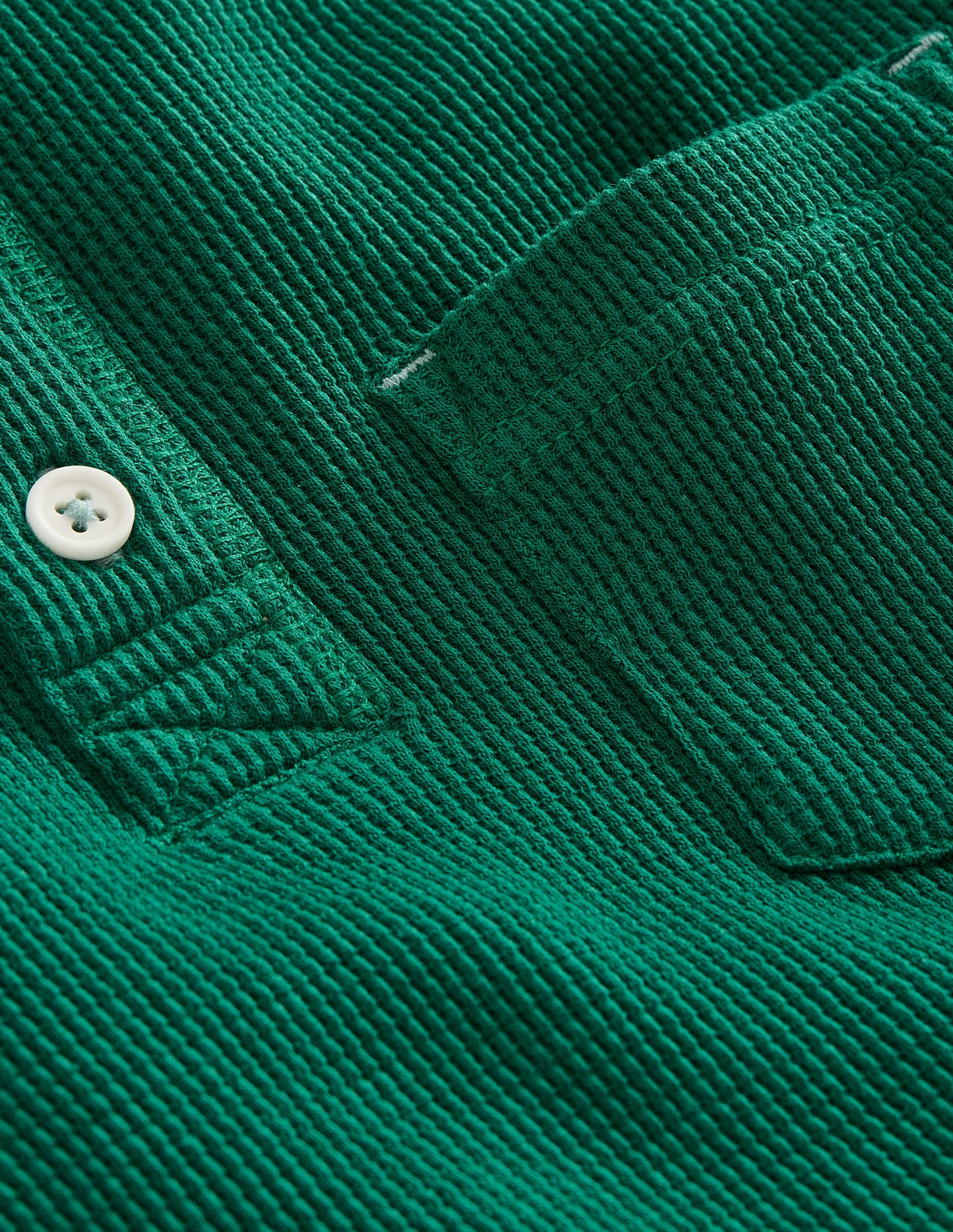 Cosy Waffle Henley T-Shirt-Jewel Green