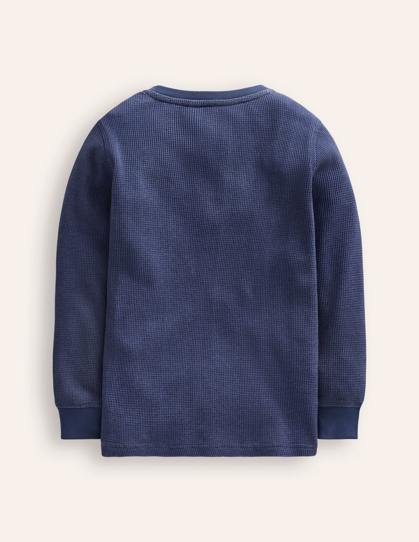 Cosy Waffle Henley T-Shirt-College Navy Marl