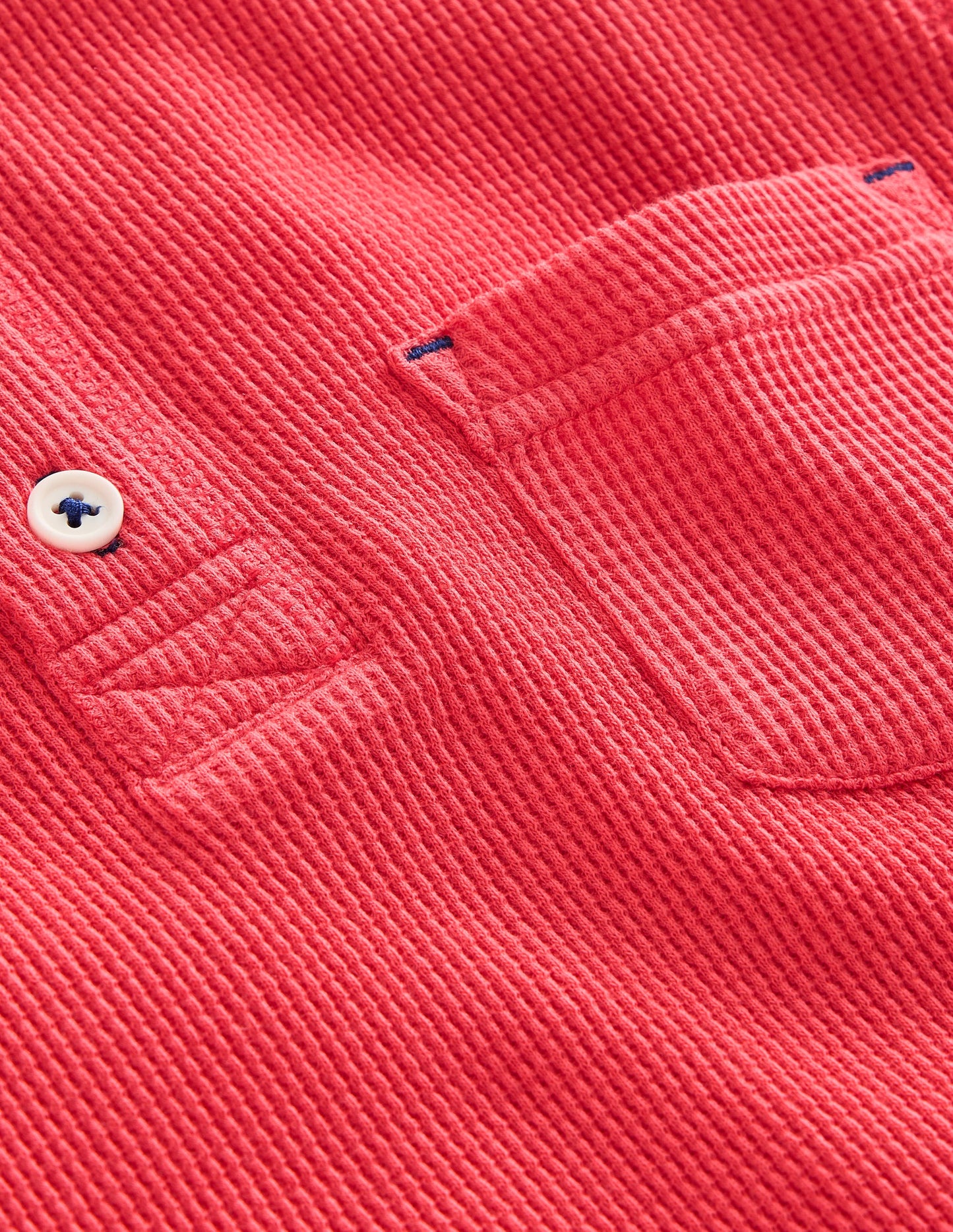 Cosy Waffle Henley T-Shirt-Jam Red