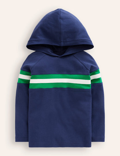 Supersoft Hooded Raglan-College Navy Chest Stripe