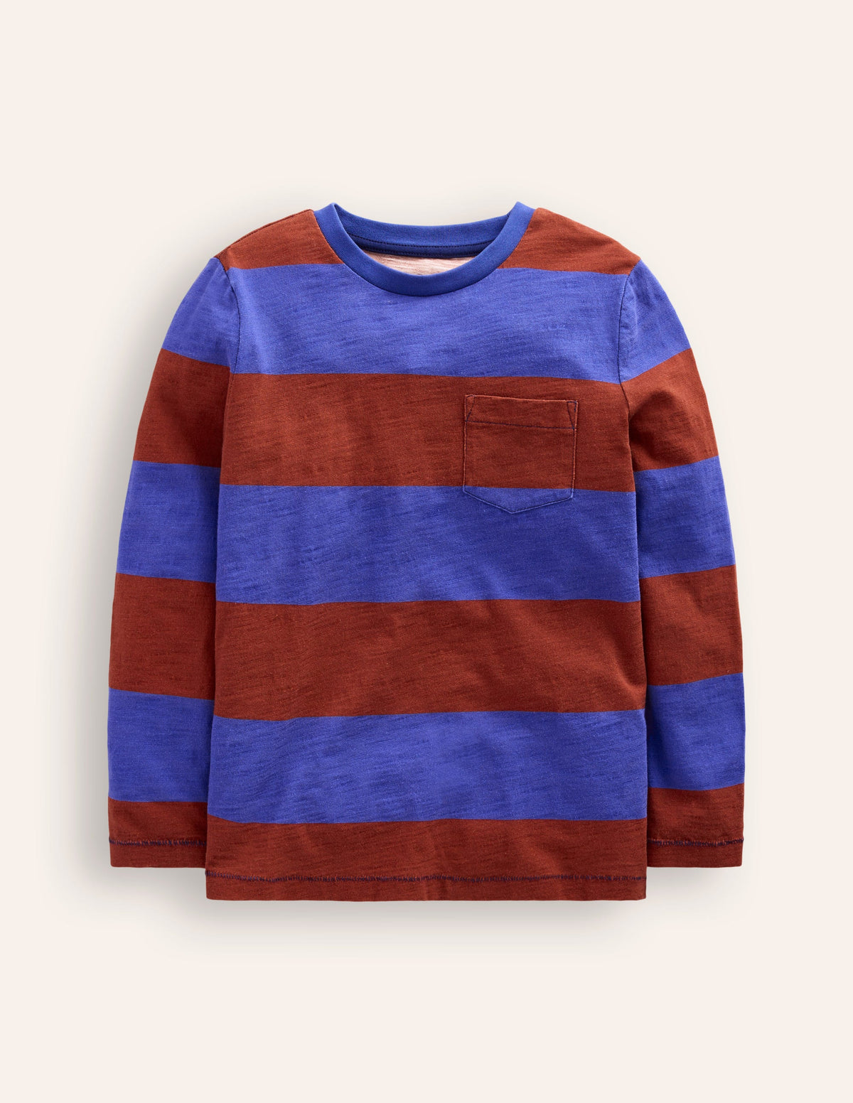 Everyday Long Sleeve T-Shirt-Blue/ Burgandy stripe - Image 1