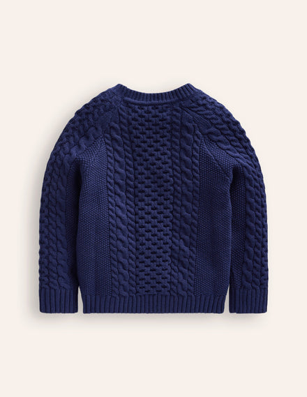 Heritage Cable Sweater-College Navy