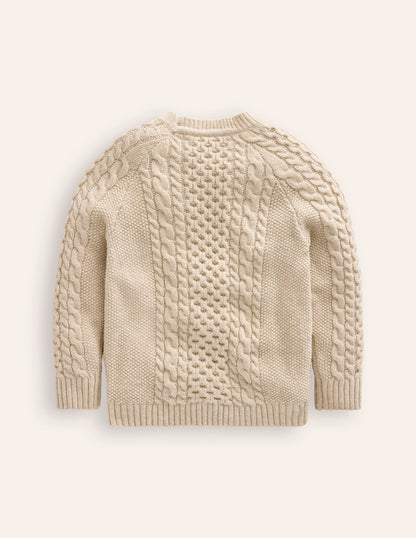 Heritage Cable Sweater-Ecru