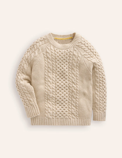 Heritage Cable Sweater-Ecru