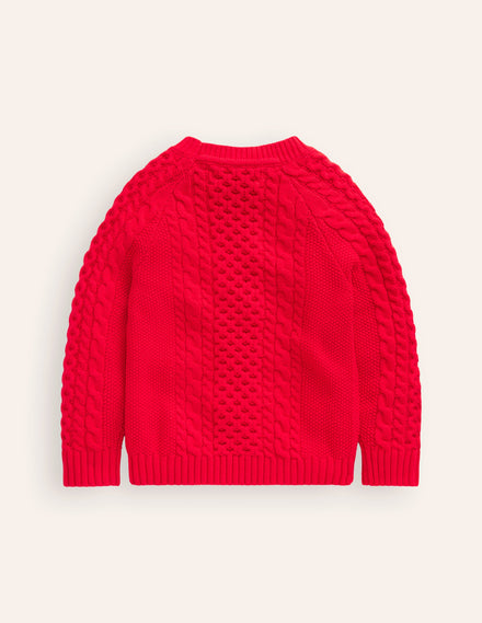 Heritage Cable Sweater-Poppy Red