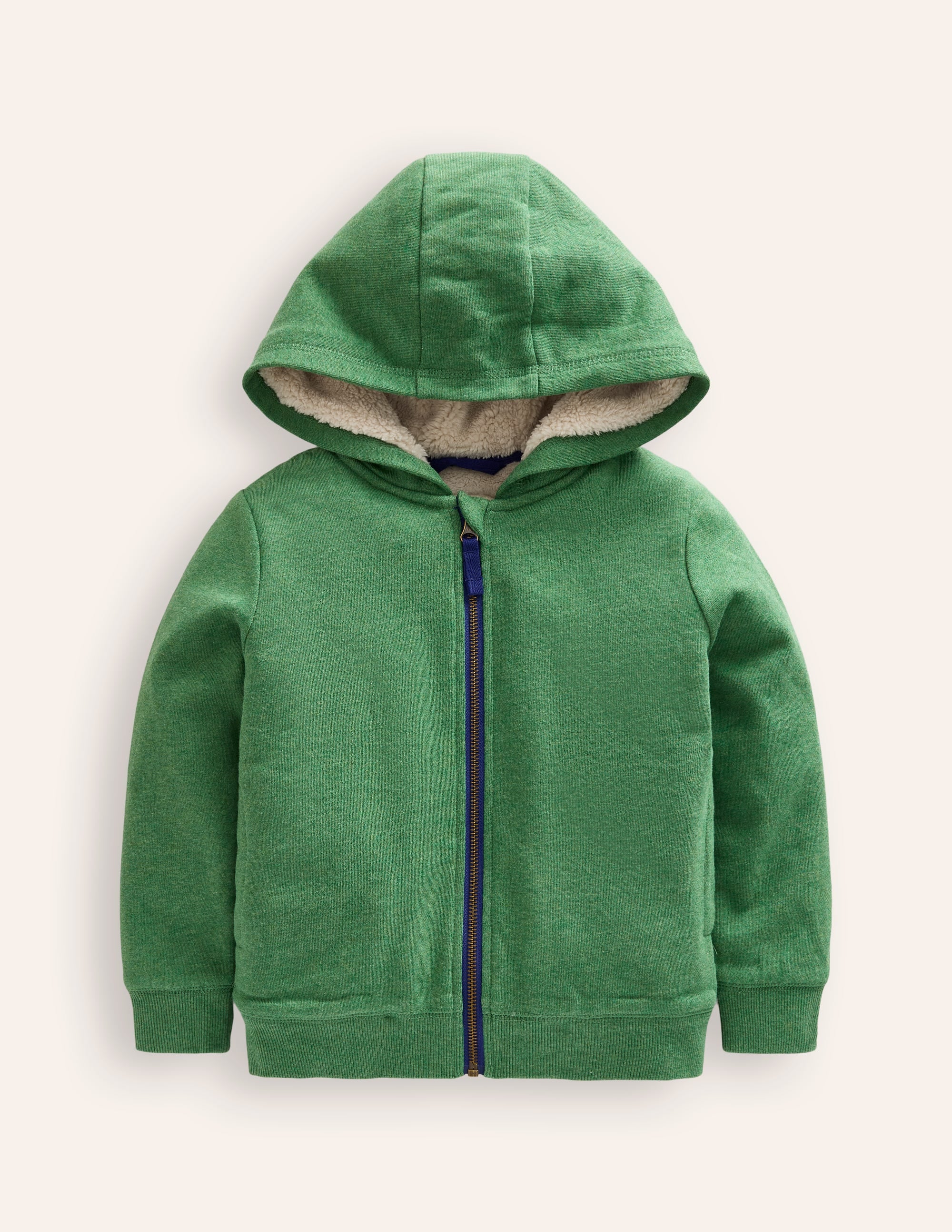 Cosy Fleece-Lined Hoodie-Green Marl - Image 1