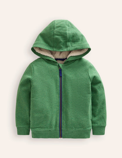 Cosy Fleece-Lined Hoodie-Green Marl