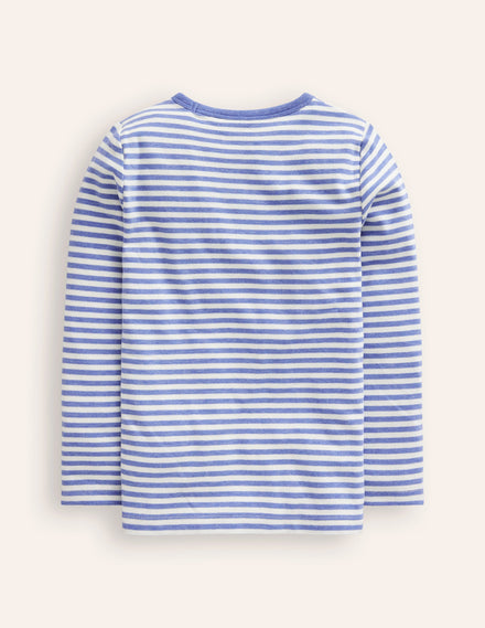 Cosy Striped Top-Ivory/Bluejay