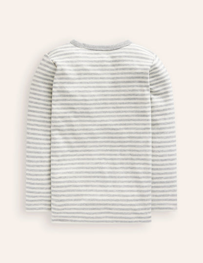 Cosy Striped Top-Grey/Ivory