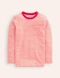 Cosy Striped Top-Ivory/Strawberry Tart Red
