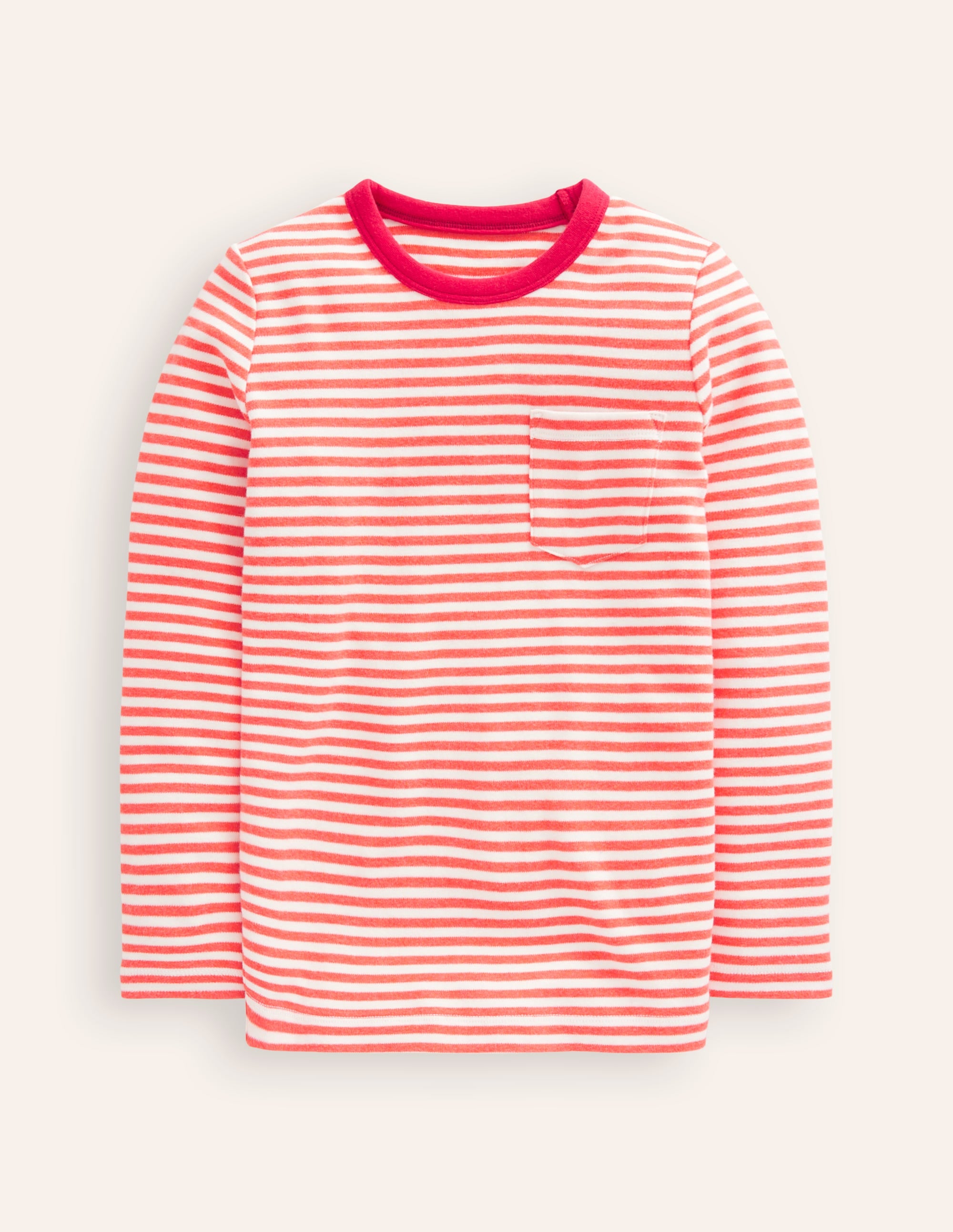 Cosy Striped Top-Ivory/Strawberry Tart Red - Image 1