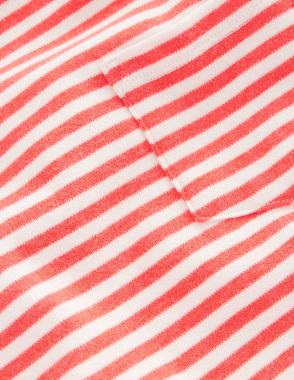 Cosy Striped Top-Ivory/Strawberry Tart Red