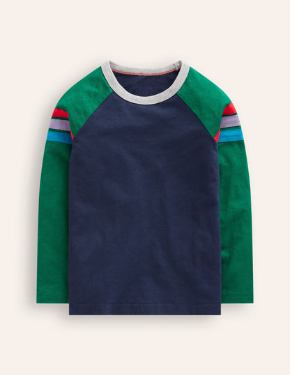 Raglan T-Shirt-Jewel Green/ Navy