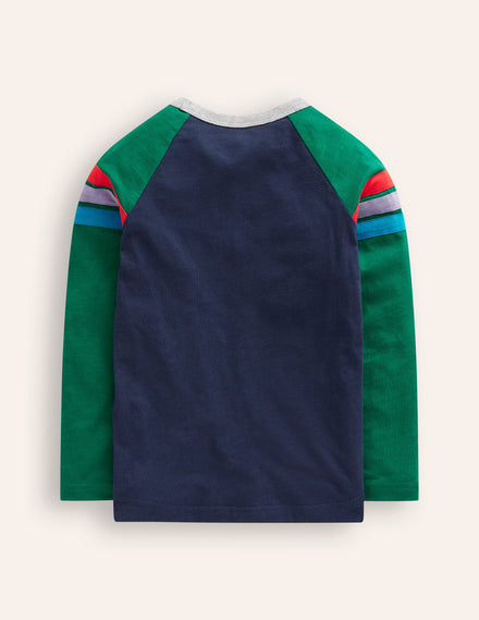 Raglan T-Shirt-Jewel Green/ Navy