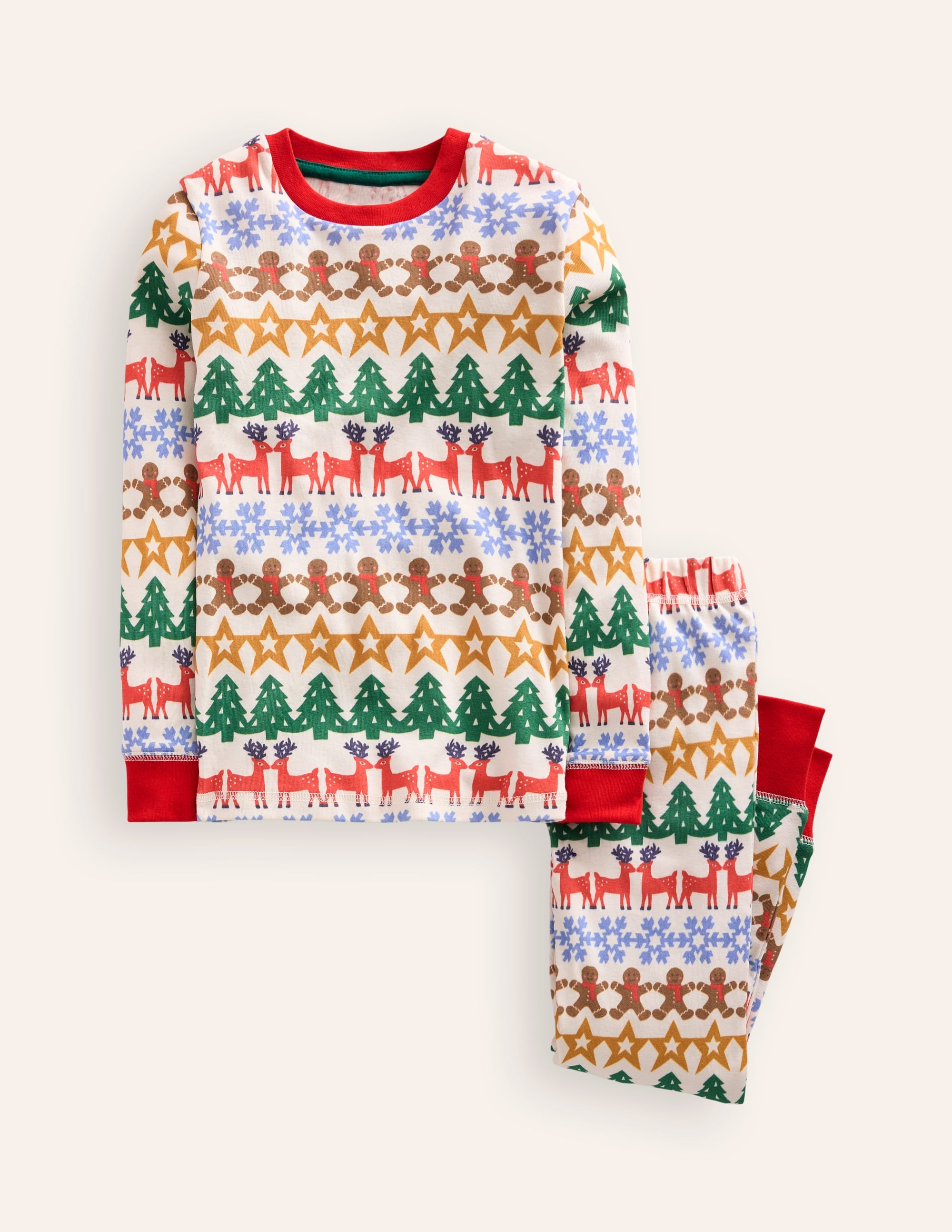 Snug Long John Pajamas-Gingerbread Fair Isle - Image 1