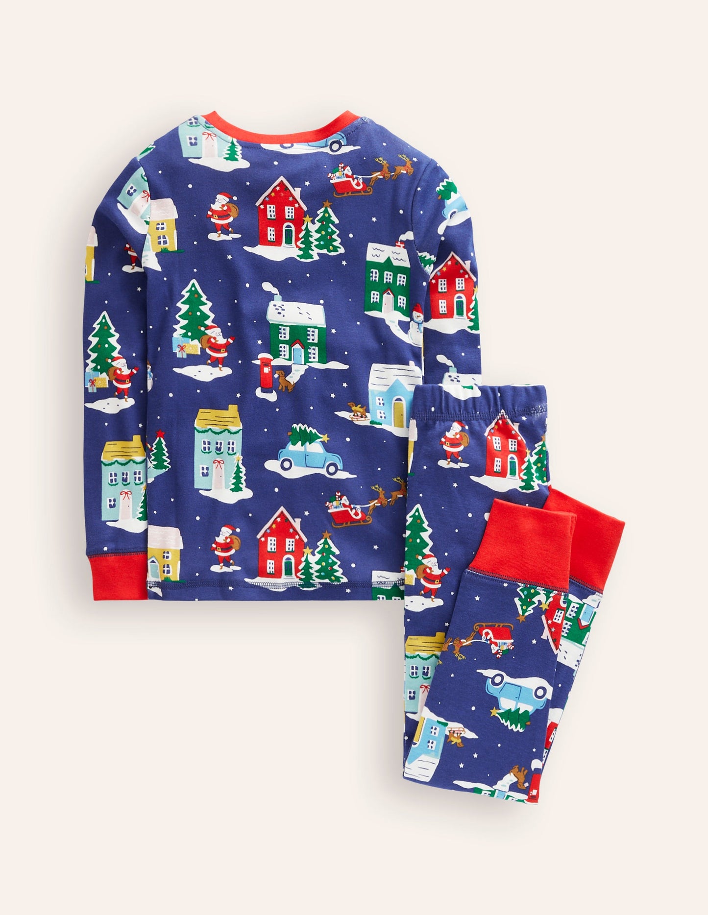 Snug Long John Pajamas-Christmas Houses