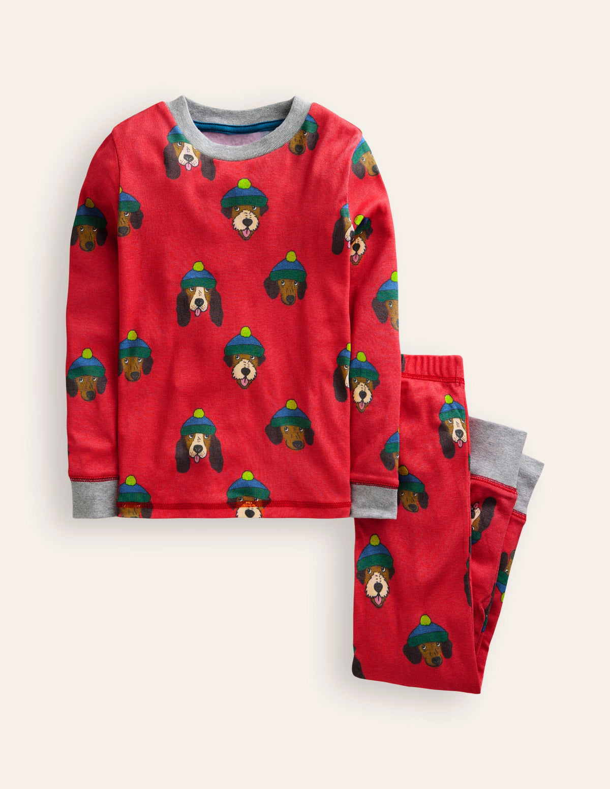 Snug Long John Pajamas-Poppy Red Dude Dogs - Image 1