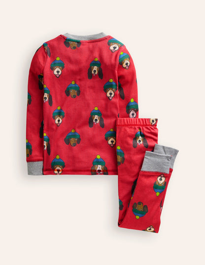 Snug Long John Pajamas-Poppy Red Dude Dogs