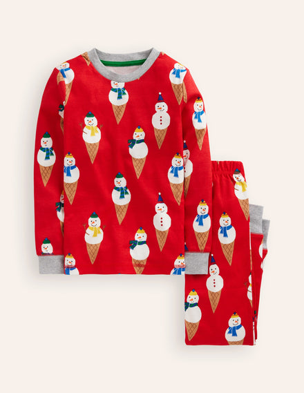 Snug Glow-In-The-Dark Pajamas-Poppy Red Snow Cones