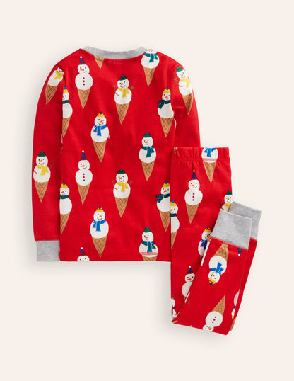 Snug Glow-In-The-Dark Pajamas-Poppy Red Snow Cones