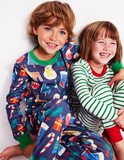 Snug Twin Pack Pajamas-Christmas Presents and Stripe