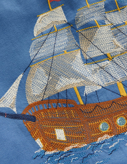 Superstitch T-shirt-Bluejay Pirate ship