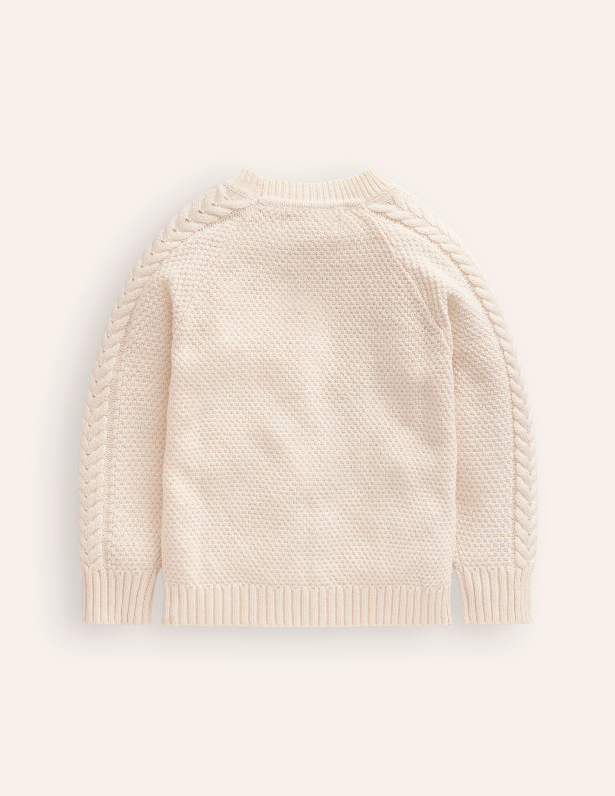 Festive Cable Sweater-Ecru Marl - Image 2