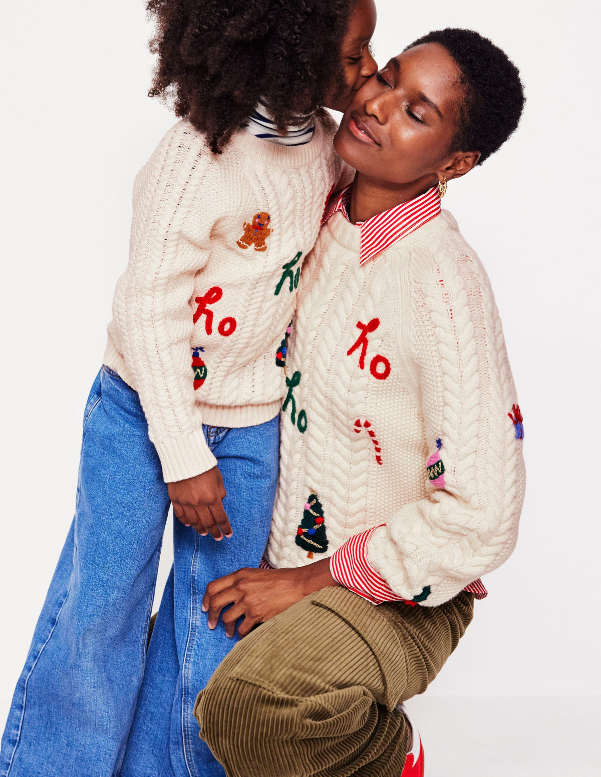 Festive Cable Sweater-Ecru Marl - Image 7