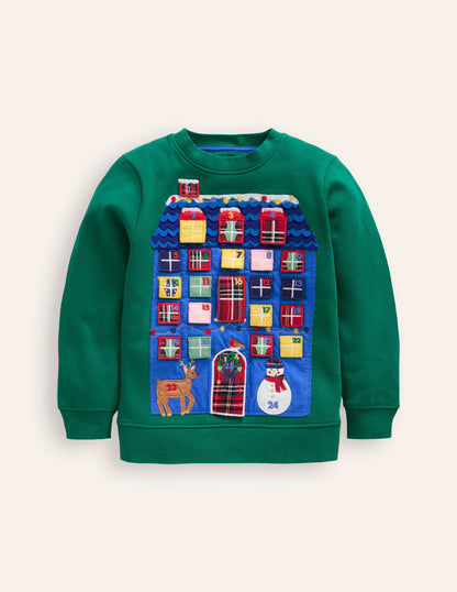 Advent Calendar Sweatshirt-Jewel Green Advent-1