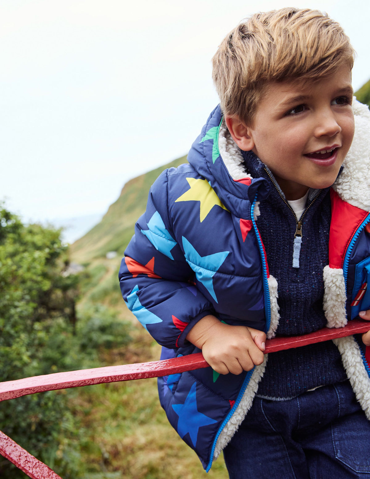 Reversible Cosy Borg Coat-Multi Star - Image 6