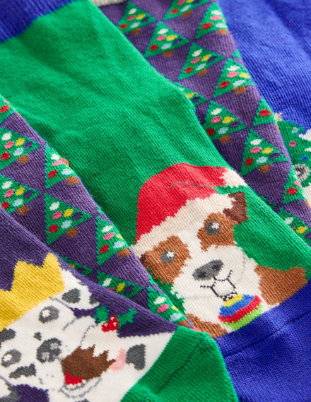 Socks 5 Pack-Multi Festive Dogs