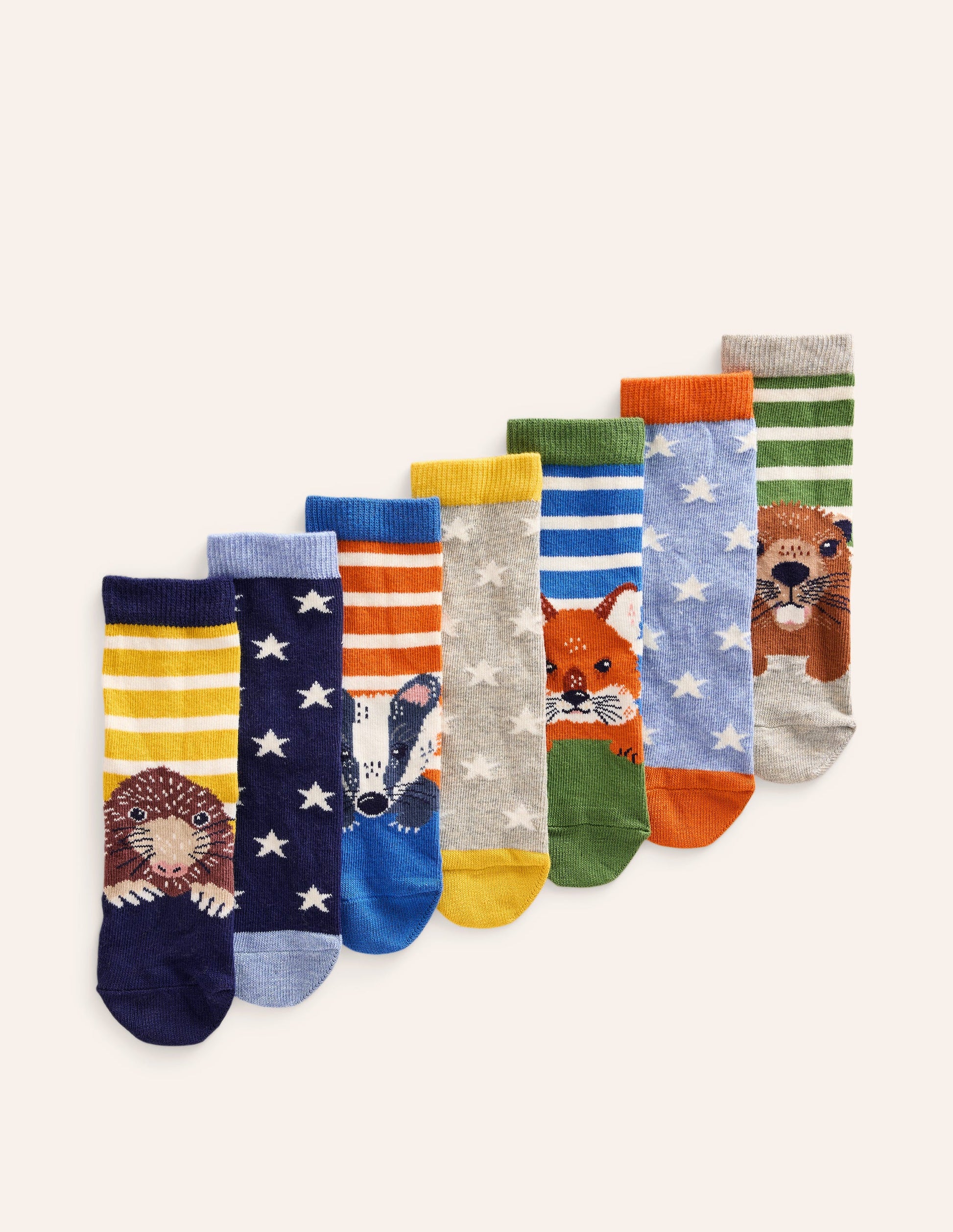 7-pack Socks-Multi Woodland Animals-1