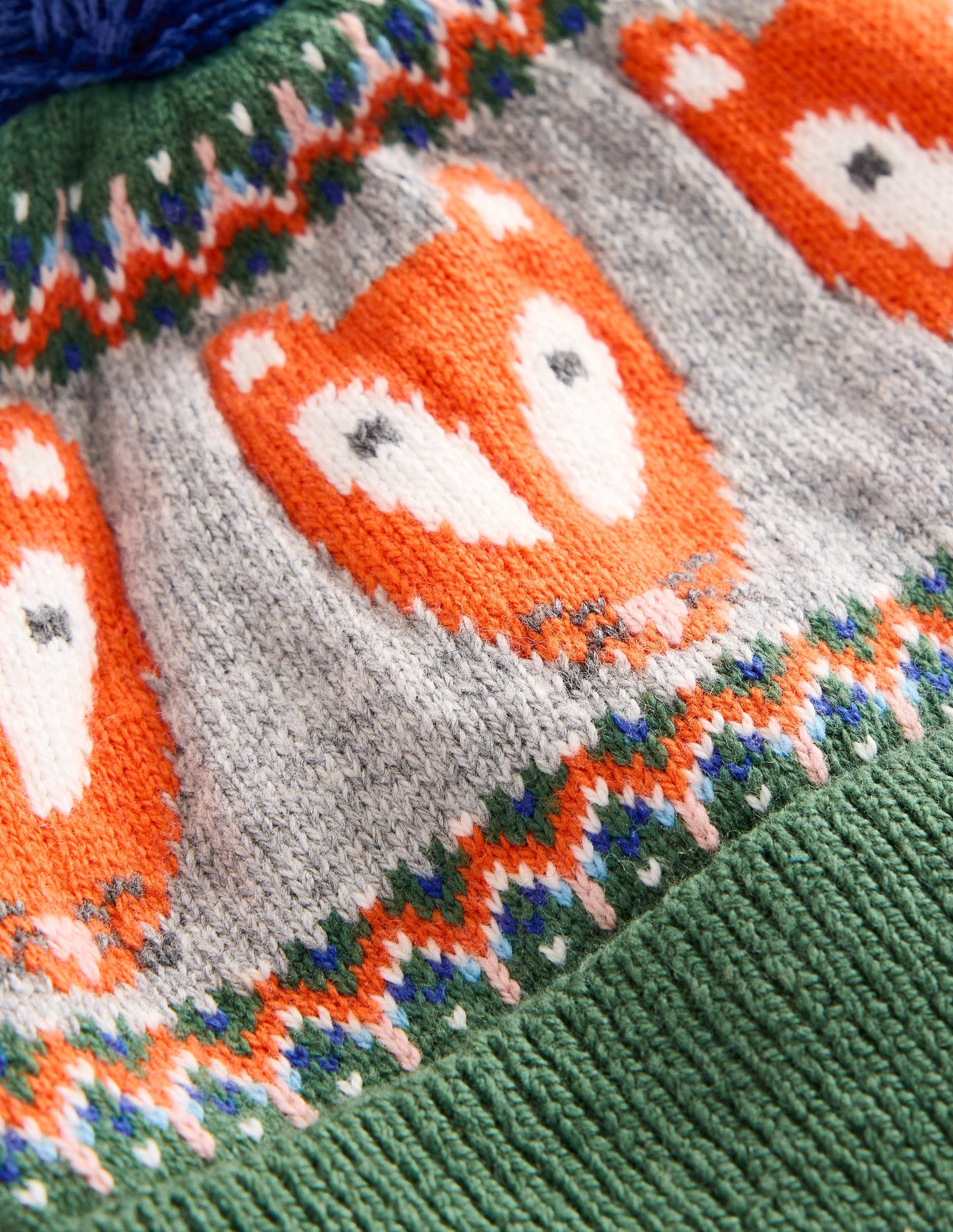 Fair Isle Knitted Beanie-Spruce Green Fox