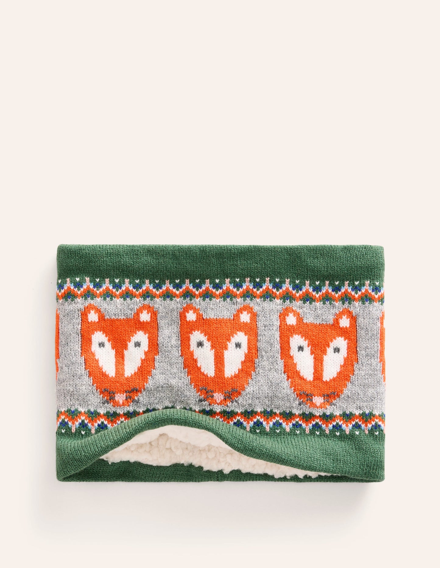 Fair Isle Knitted Snood-Spruce Green Fox