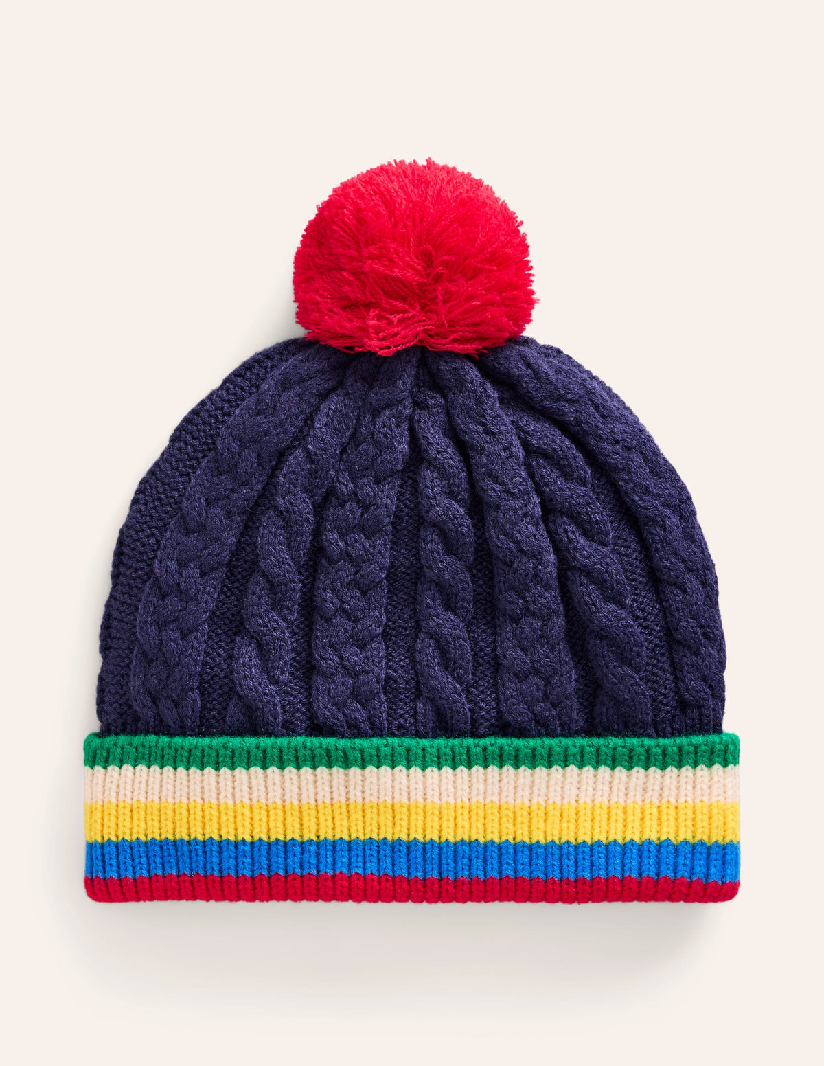 Cable Knitted Beanie-College Navy - Image 1