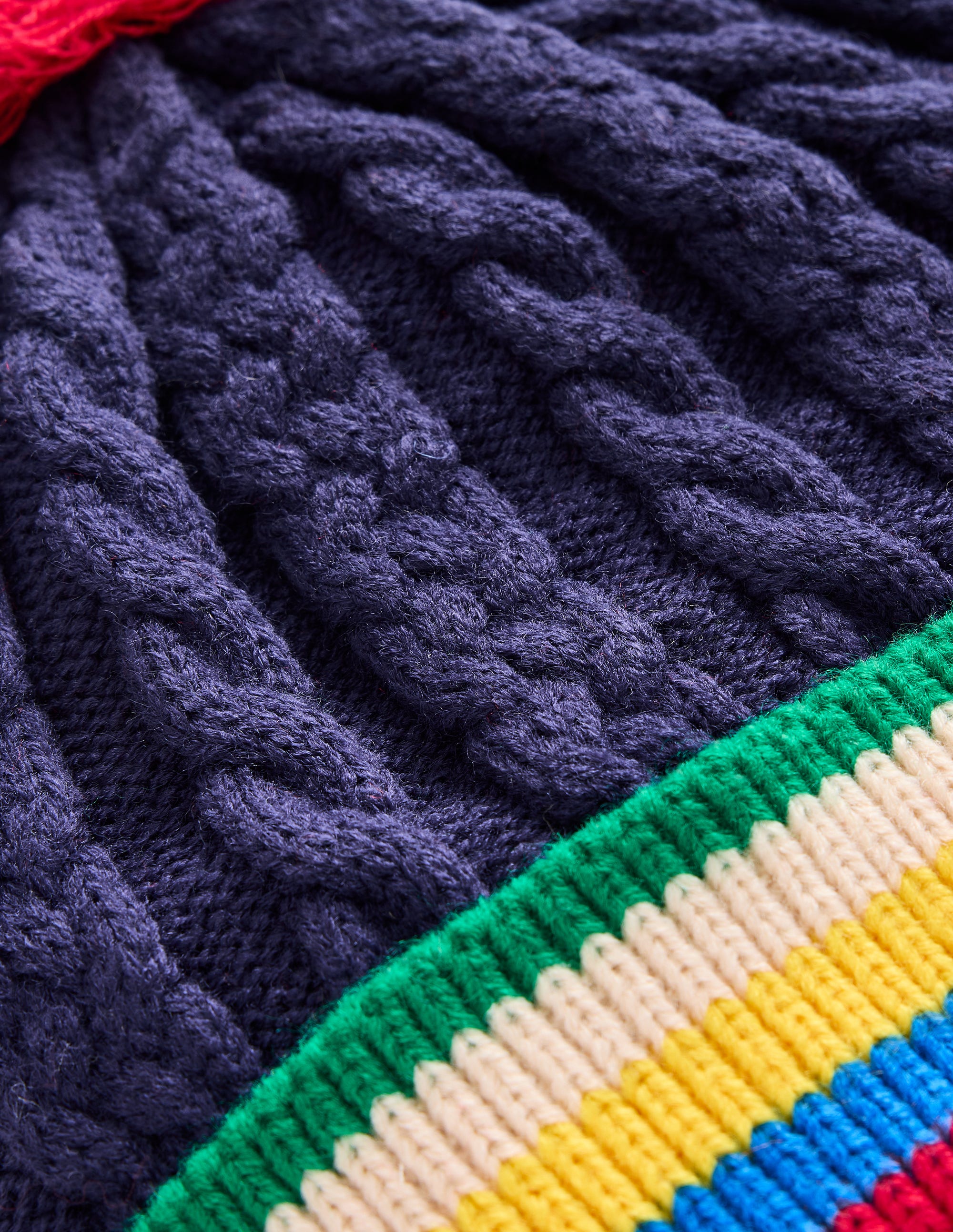 Cable Knitted Beanie-College Navy - Image 2