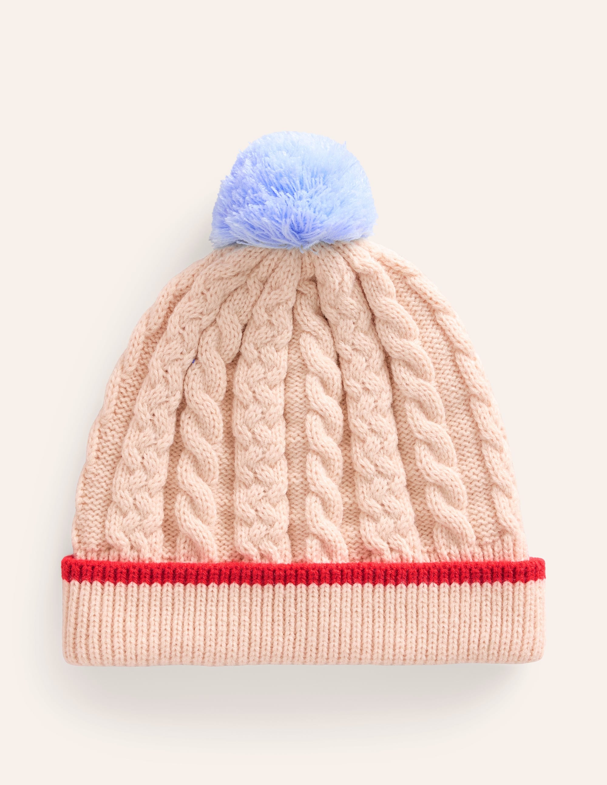 Cable Knitted Beanie-Ecru Marl - Image 1