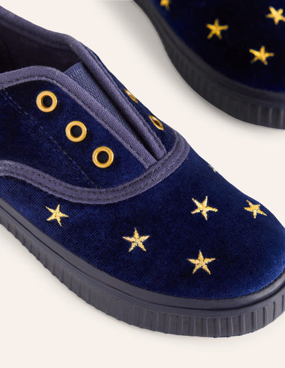 Laceless Velvet Pull-ons-College Navy-3