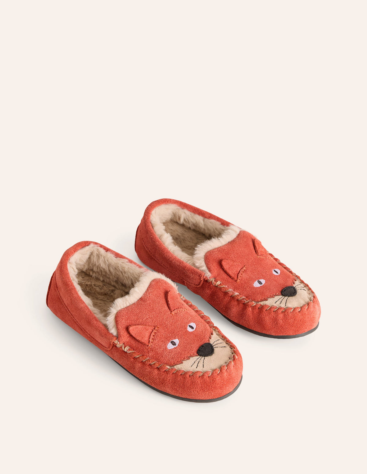 Cosy Suede Fox Slippers-Autumn Spice Orange - Image 2