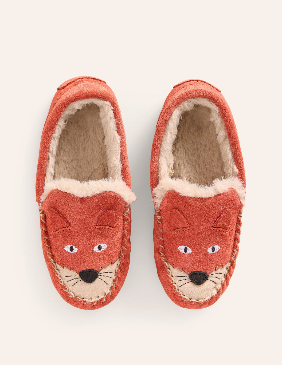 Cosy Suede Fox Slippers-Autumn Spice Orange - Image 4