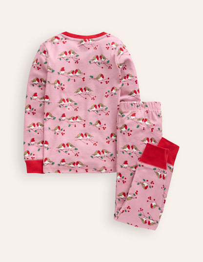 Snug Long John Pajamas-Rose Robins