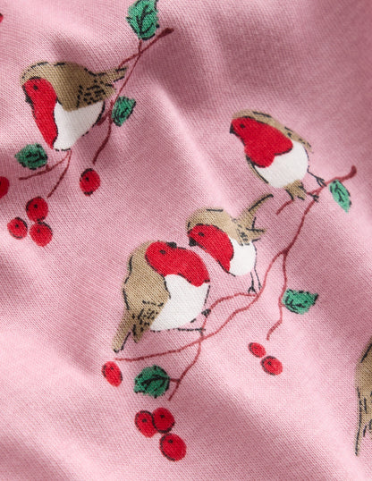 Snug Long John Pajamas-Rose Robins