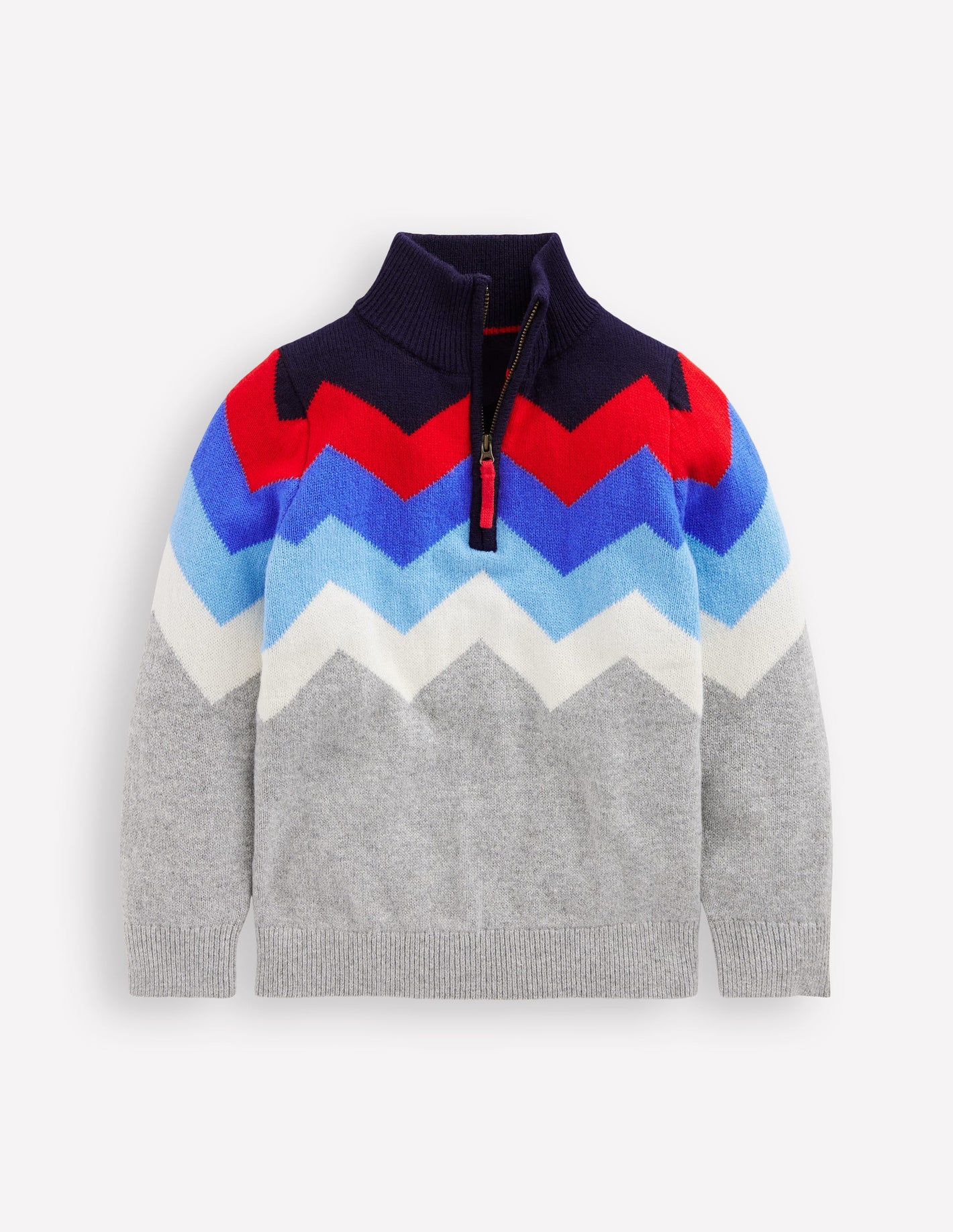 Heritage Half-Zip Sweater-Grey Marl Chevron