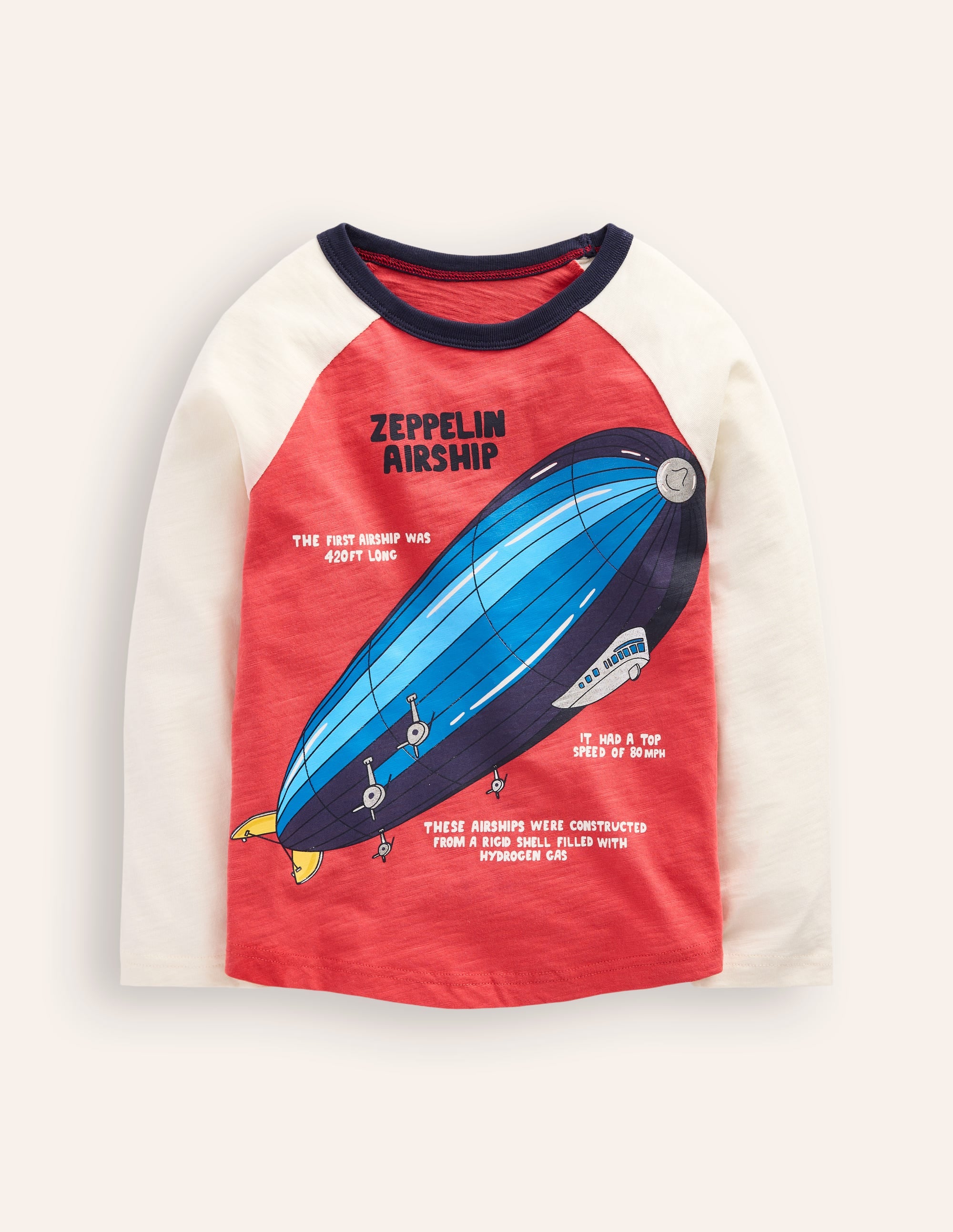 Printed Logo Raglan T-Shirt-Cherry Tomato Zepplin Airship - Image 1