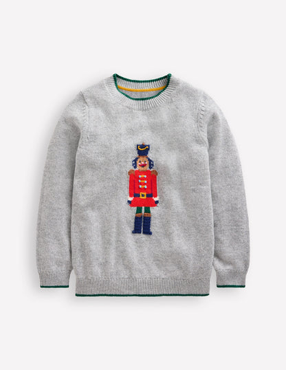 Fun Logo Jumper-Grey Marl Nutcracker