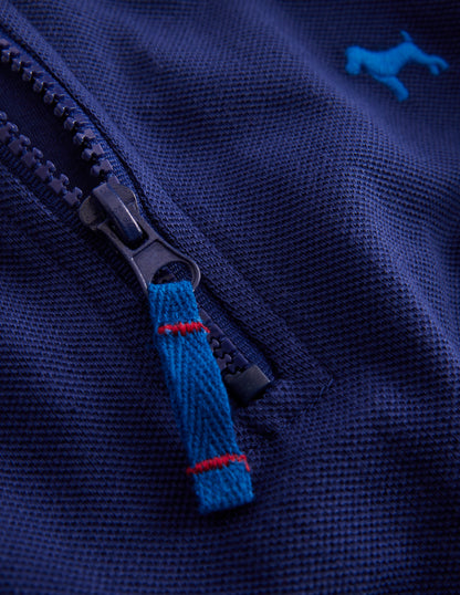 Pique Polo Half Zip-Starboard Blue