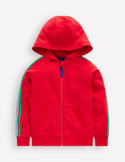 Rainbow Zip-Up Hoodie-Cherry Tomato Red