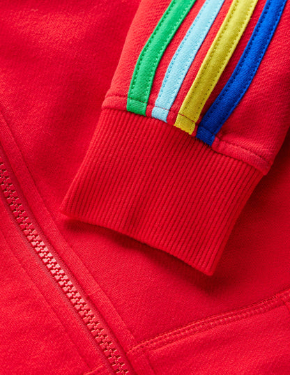 Rainbow Zip-Up Hoodie-Cherry Tomato Red