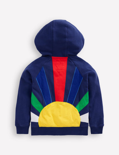 Rainbow Zip-Up Hoodie-Starboard Blue Sun Back